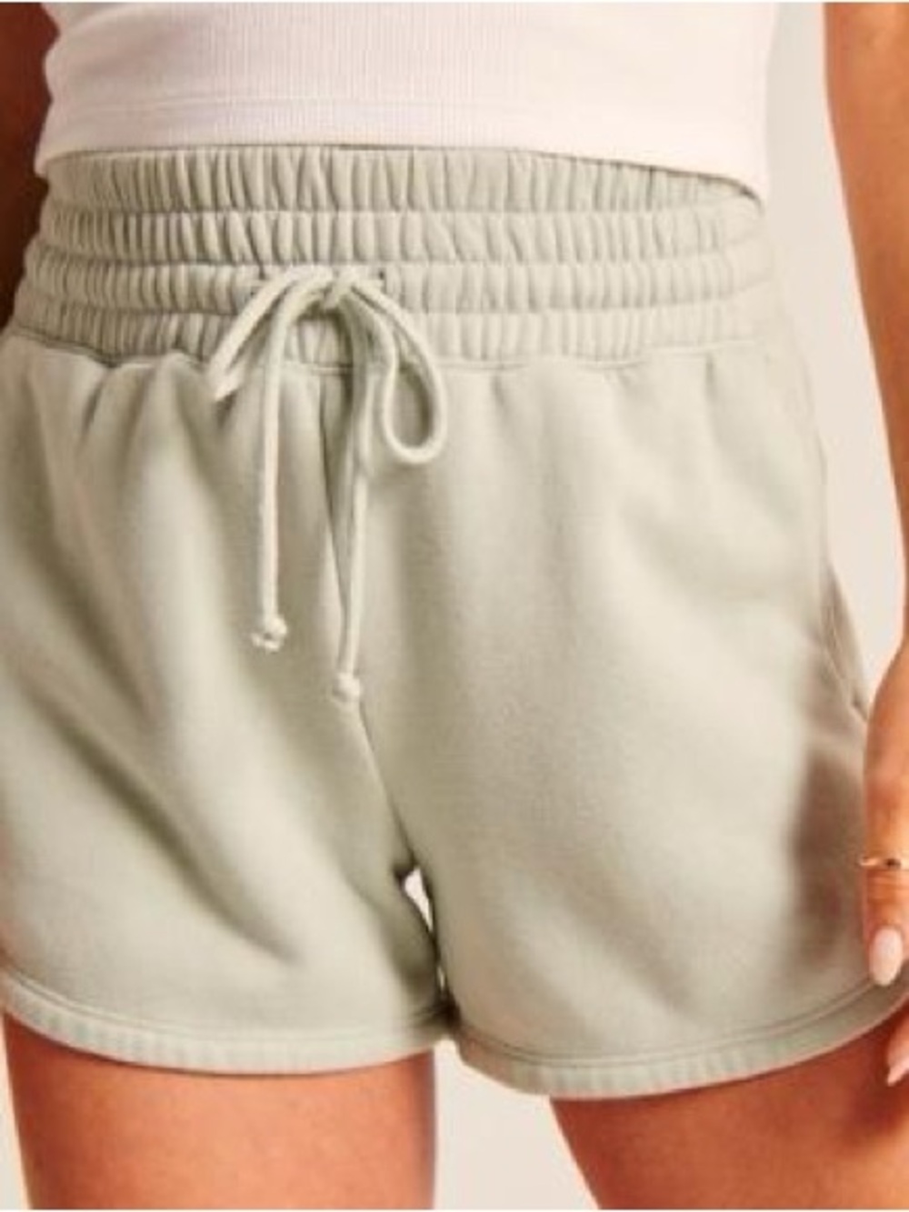 Abercrombie & Fitch Light Sage High-Rise dolphin hem Shorts